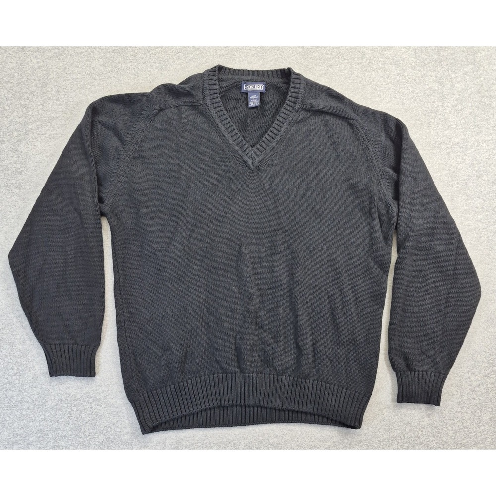 Vintage Lands End Sweater Mens Large Tall Blue V-Neck 100% Cotton Made in USA